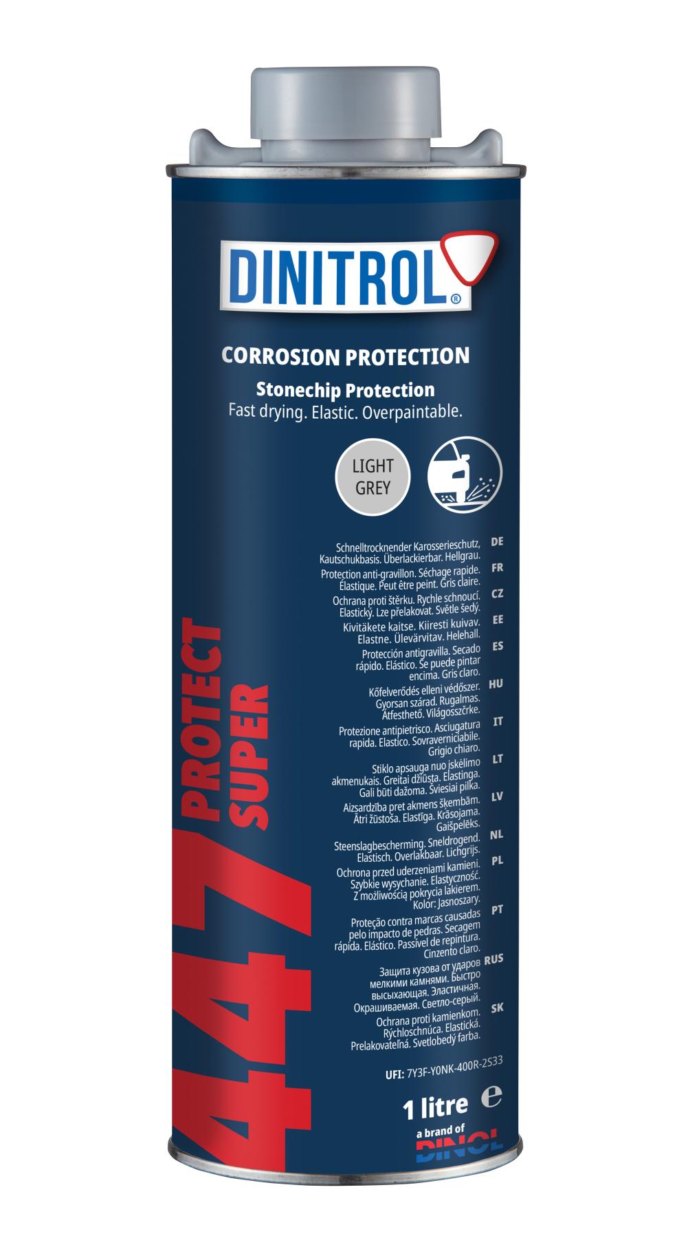 Dinitrol 447 Protection Anti-gravillon – 3 Bombes 1L + Pistolet, Base Caoutchouc/résine, Zinc, Séchage Rapide